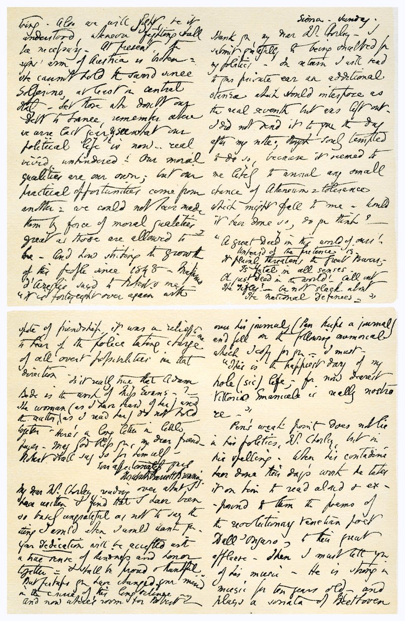 Brief van Elizabeth Barrett Browning aan Henry F Chorley, 1859 door Elizabeth Barrett