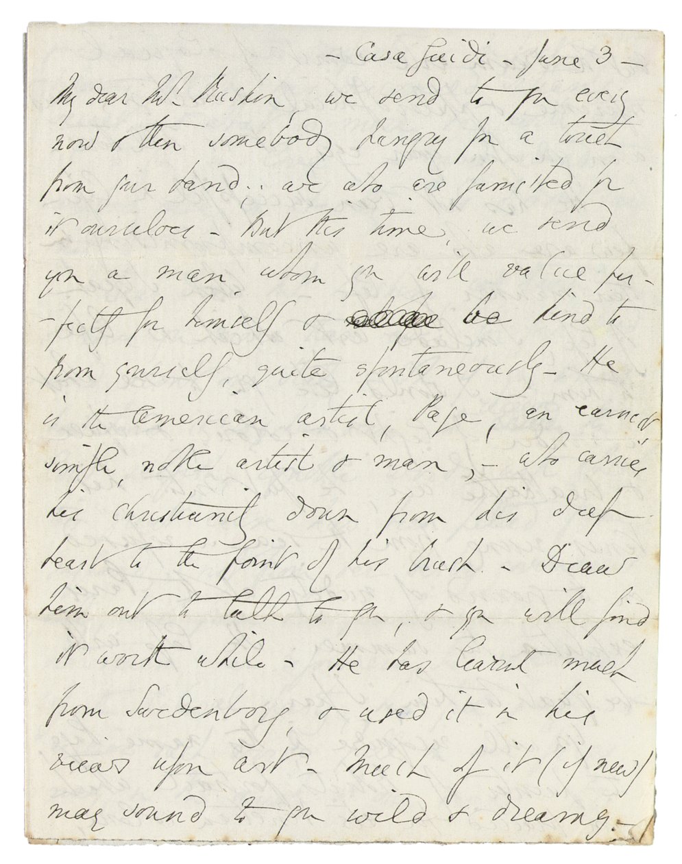 Autografe brief aan John Ruskin, Casa Giudi, Florence, 3 juni 1859 door Elizabeth Browning
