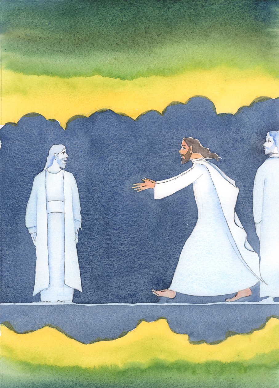 Na de dood van Christus haastte Hij zich langs vele heilige mensen in de onderwereld om Abraham te begroeten, die Gods oproep gehoorzaamde om zijn land te verlaten door Elizabeth Wang