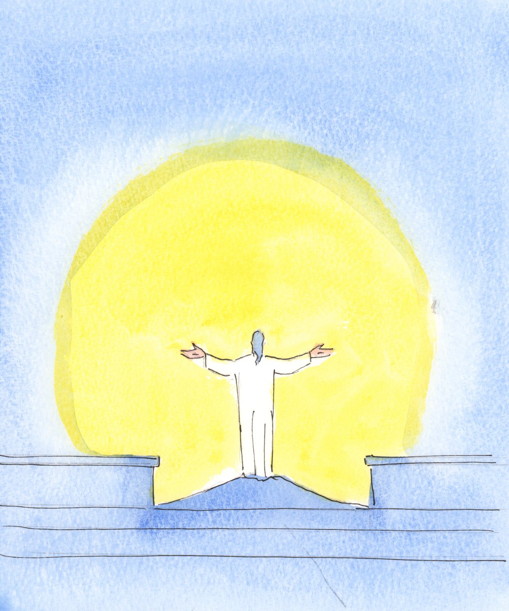 Bij elke viering van het Heilig Offer van de Mis is Christus Echt Aanwezig, biddend voor zondaars, kijkend naar de Vader, net zoals Christus eens bad vanaf het Kruis door Elizabeth Wang