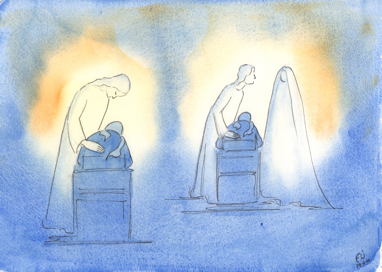 Christus en Zijn moeder zijn blij wanneer we ons tot hen wenden met de eenvoud en het vertrouwen van een kind door Elizabeth Wang
