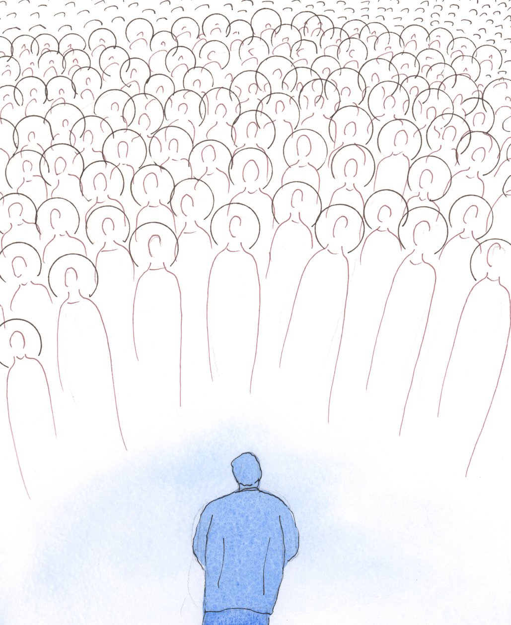 Christus troostte mij door mijn ziel naar de hemel te trekken en mij het gezelschap van heiligen te tonen, 2005 (aquarel op papier) door Elizabeth Wang