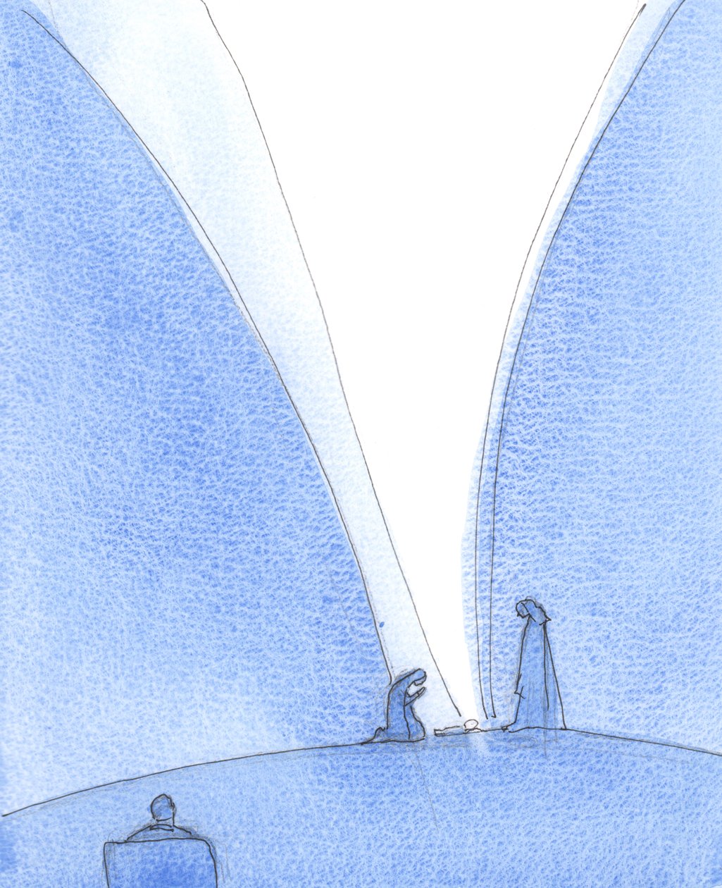 God de Zoon is geboren uit de Heilige Maagd Maria, 2005 (aquarel op papier) door Elizabeth Wang