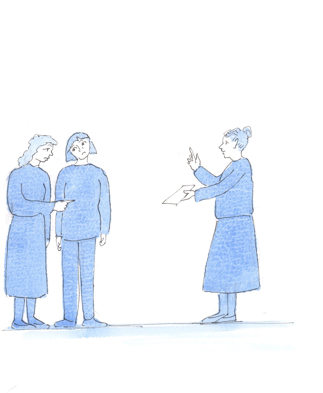 Als we spreken over de leer van de Kerk, over geloof en moraal, kunnen we boosheid of onverschilligheid ontmoeten, 2005 (aquarel op papier) door Elizabeth Wang