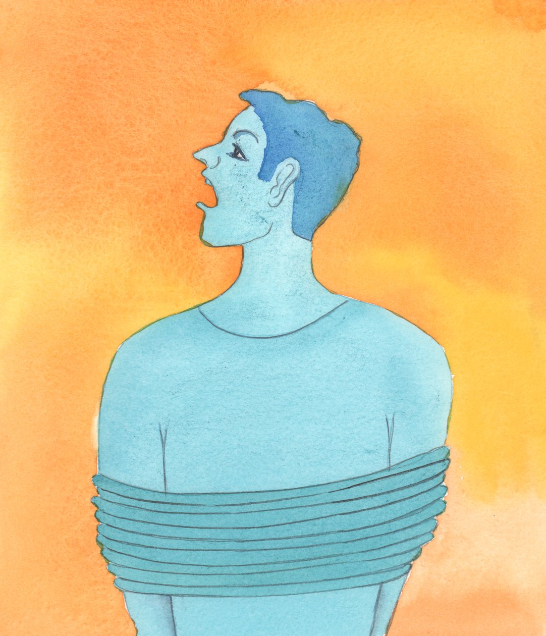 Het is verschrikkelijk dat mensen in vele delen van de wereld door andere mensen in slavernij worden gehouden, 2005 (aquarel op papier) door Elizabeth Wang