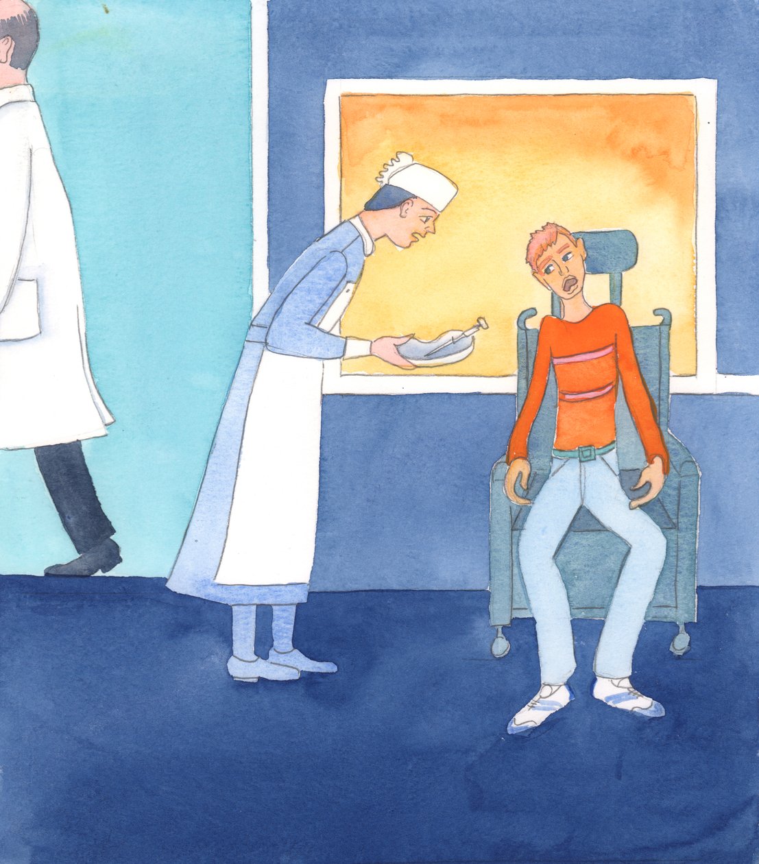 Het is tegen de wil van God dat mensen opzettelijk zieke mensen doden of hen helpen bij het plegen van zelfmoord, 2005 (aquarel op papier) door Elizabeth Wang