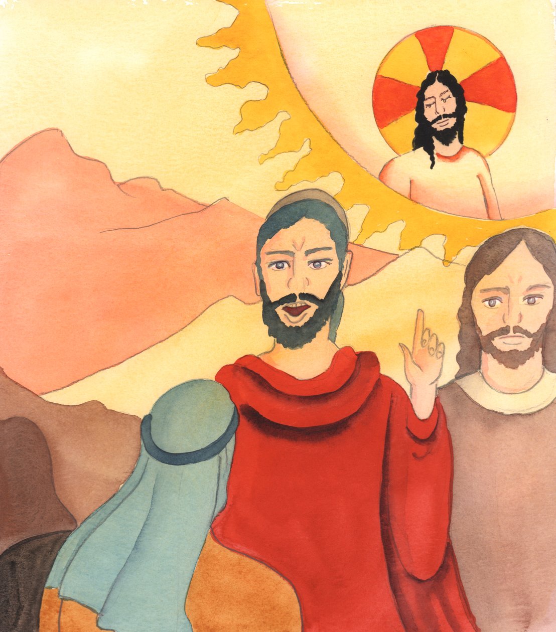 Veel bisschoppen willen niet spreken over zonde en berouw, omdat ze het onbarmhartig vinden om mensen te vertellen dat ze moeten veranderen als ze God willen behagen, 2005 (aquarel op papier) door Elizabeth Wang
