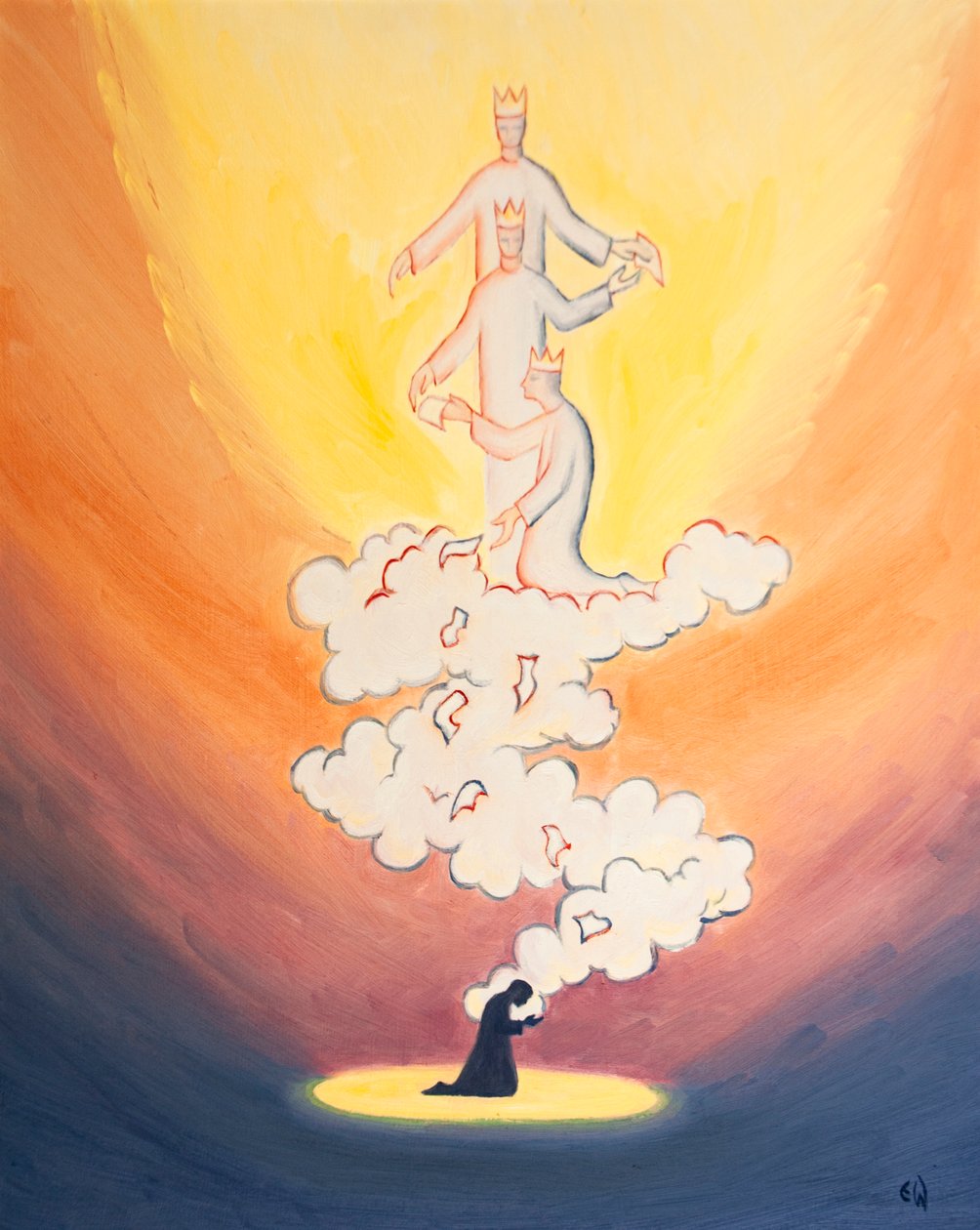Onze gebeden voor anderen stijgen op als brieven gedragen op een wolk van wierook naar de vloer van de Hemel, naar God de Heilige Drie-eenheid, dragend alle namen van onze dierbaren door Elizabeth Wang