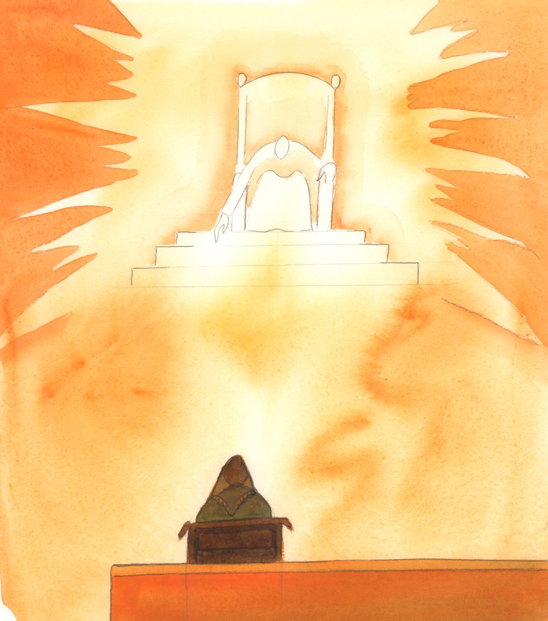 De Vader luistert gretig naar onze gebeden om hulp voor onszelf en voor andere mensen, 2005 (aquarel op papier) door Elizabeth Wang