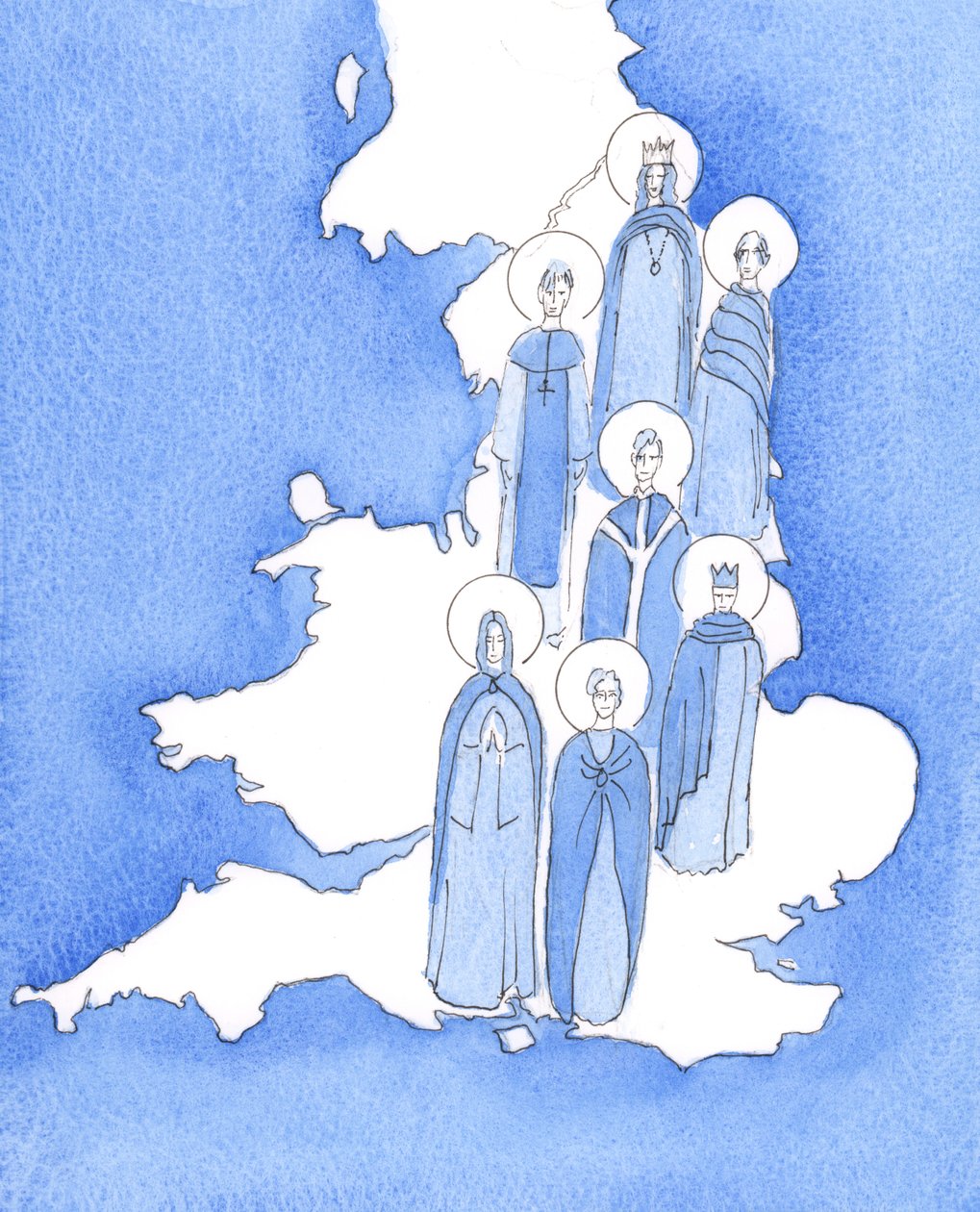 De Heer nodigt de bisschoppen uit om zich te herinneren dat Engeland duizend jaar lang katholiek was. Ze hoeven niet bang te zijn voor een paar luidruchtige atheïsten in onze tijd, 2005 (aquarel op papier) door Elizabeth Wang