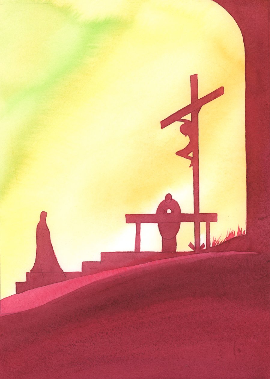 De Mis is als een venster in de tijd, waardoor we aanwezig zijn bij het Verlossende Offer van Christus, terwijl Maria toekijkt door Elizabeth Wang