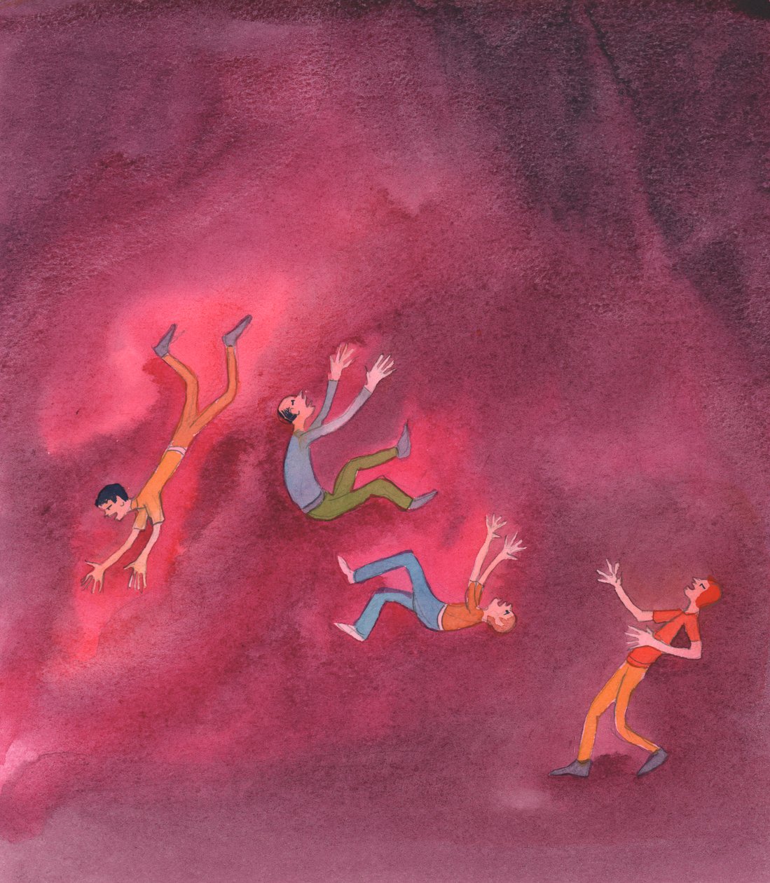 Degenen die betrokken zijn bij ernstige zonde, zoals degenen die abortus promoten, zullen op een dag in de hel vallen, tenzij ze berouw tonen, 2005 (aquarel op papier) door Elizabeth Wang