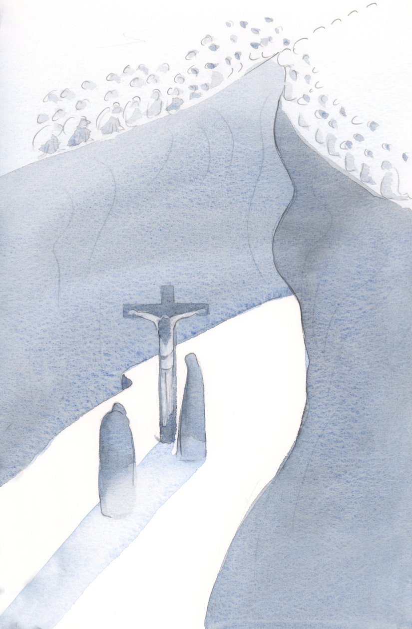 Wat een kloof ligt er voor ons bij de Mis, terwijl we deel worden van het Ene Offer voor zonde, verenigd met dat verleden toen Christus aan het kruis ons redde. door Elizabeth Wang