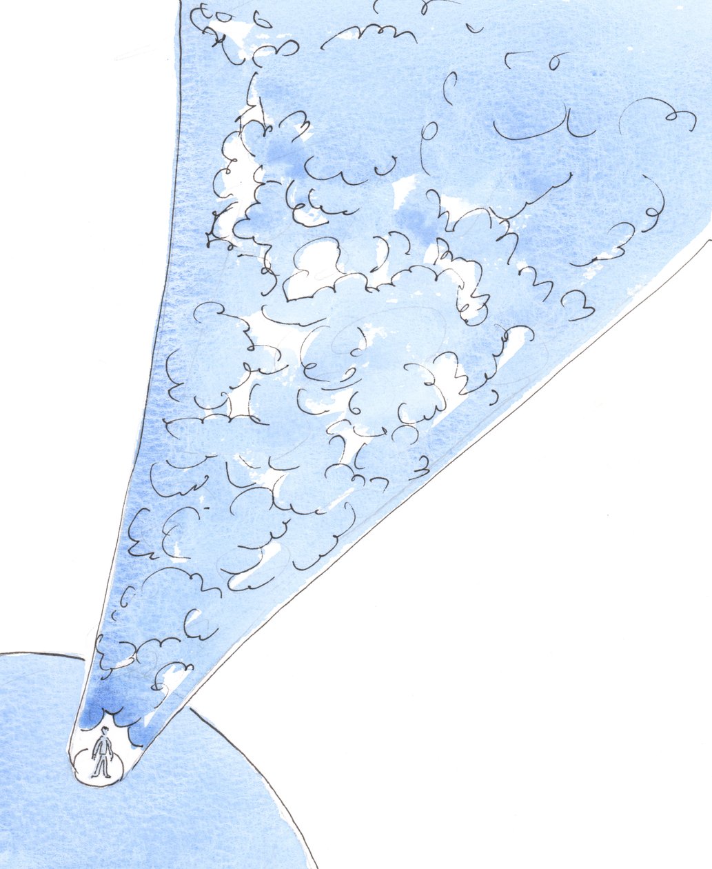Als iemand alleen leeft om zijn lusten te bevredigen en zelfs een kind met minachting en wreedheid behandelt, is het alsof hij van God gescheiden is door honderden kilometers ondoordringbare wolk, 2005 (aquarel op papier) door Elizabeth Wang