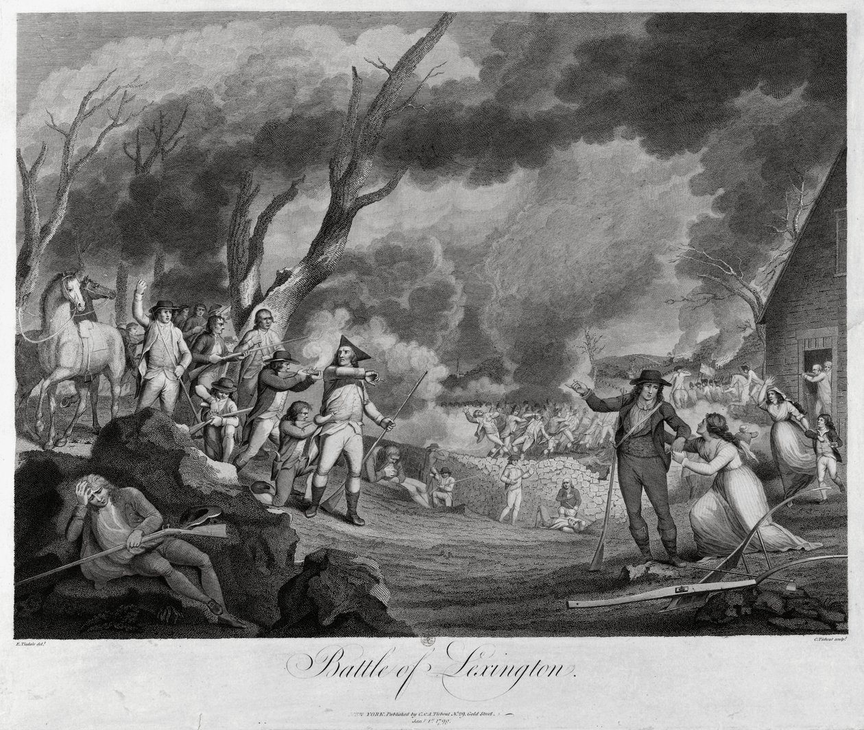 De Slag bij Lexington, 19 april 1775 door Elkanah Tisdale