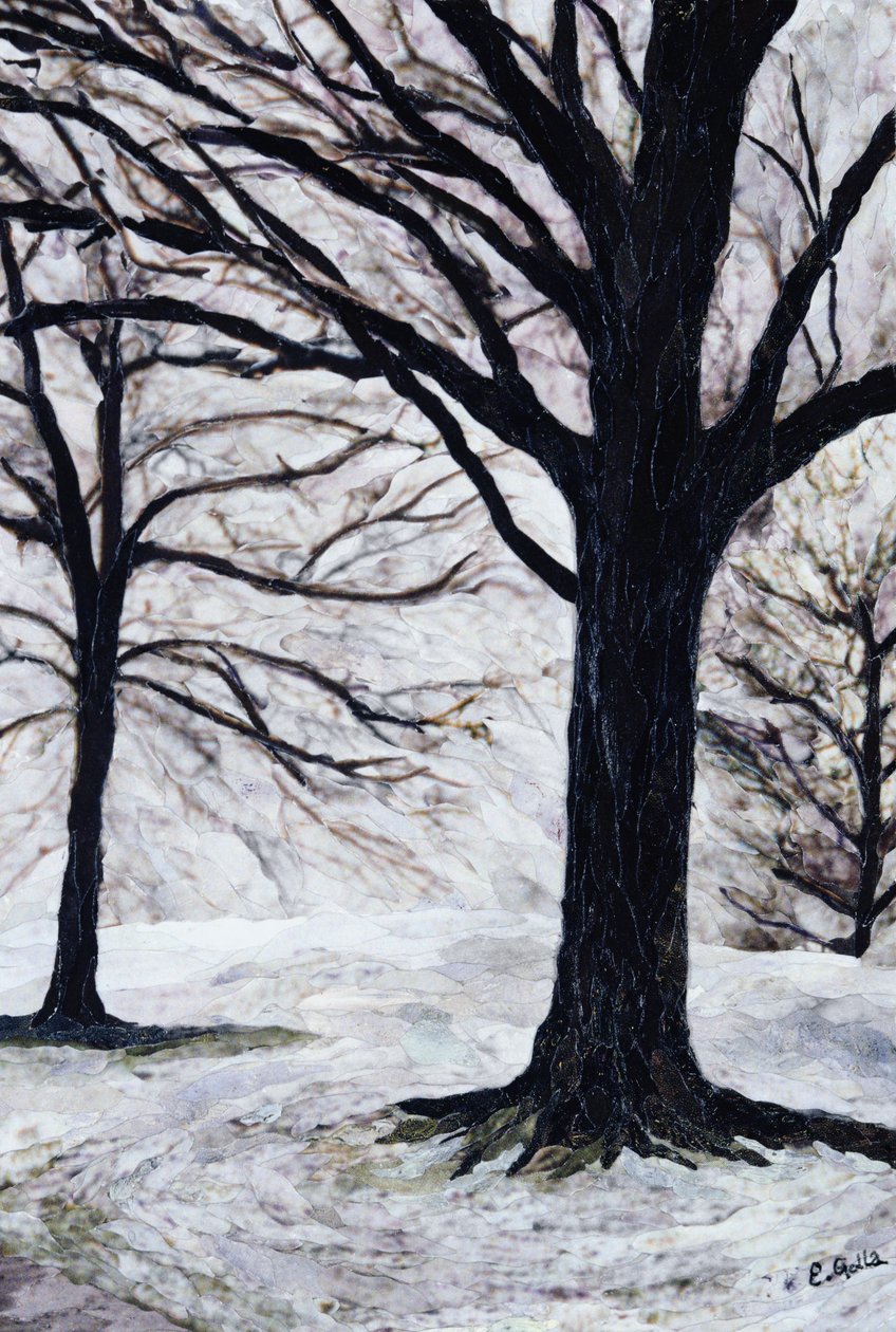 Winterbomen, Greenwich Park, 2004 (papieren mozaïekcollage) door Ellen Golla