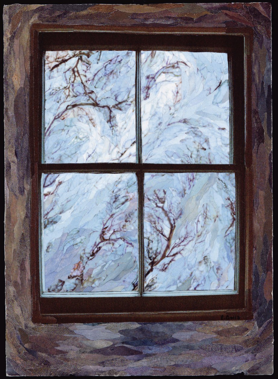 Je zou voor mij in een vliegtuig stappen, 2001 (papieren mozaïekcollage) door Ellen Golla