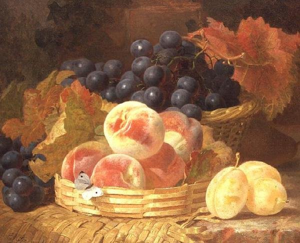 Stilleven met fruit en een vlinder door Eloise Harriet Stannard