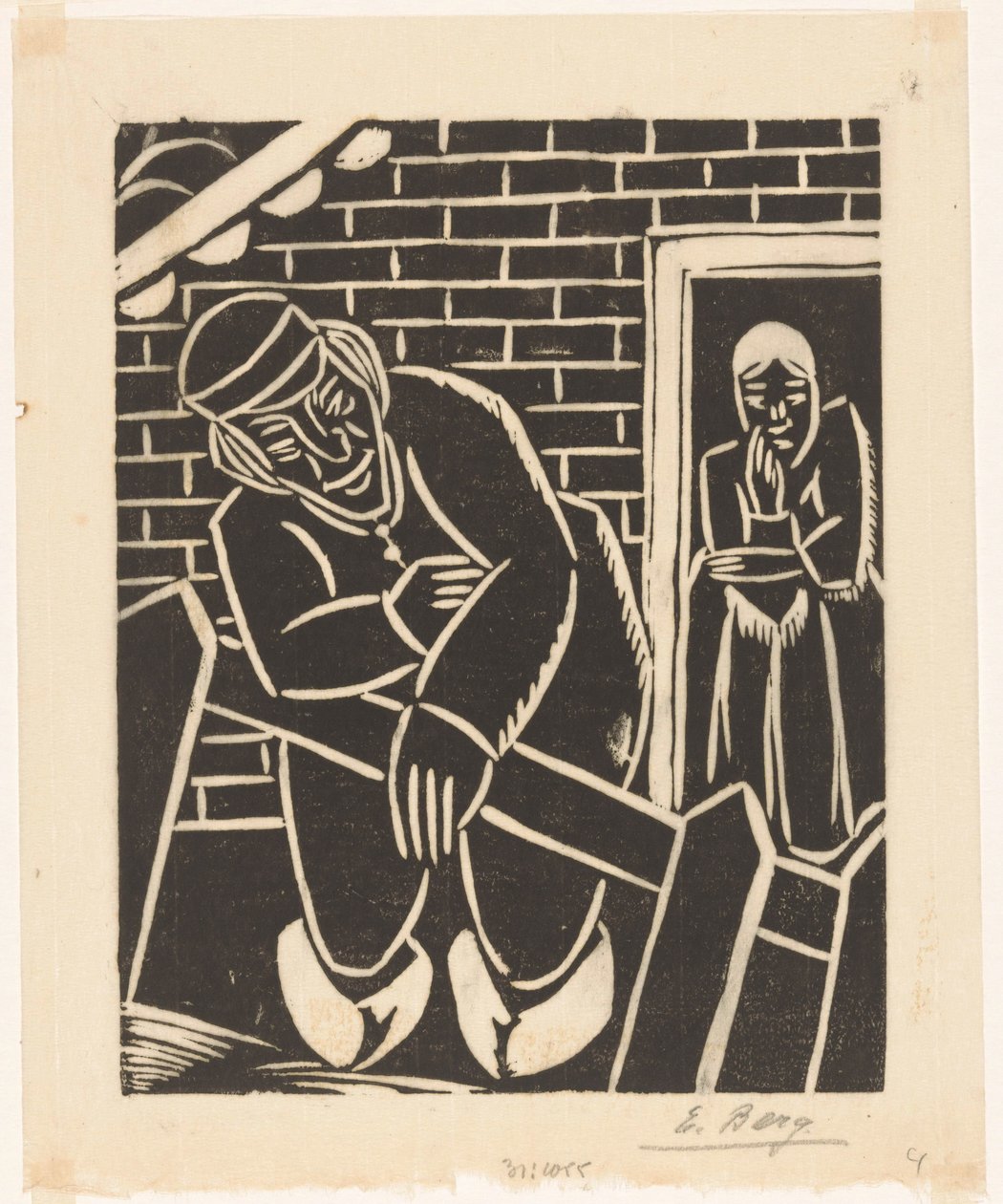 Boer voor zijn woning door Else Berg (signed by artist)