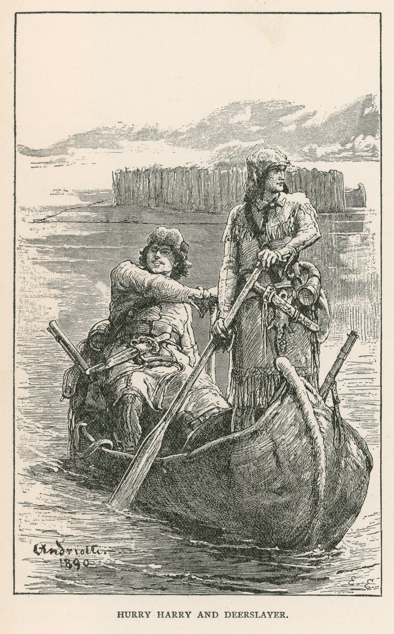 Haastige Harry en Deerslayer (gravure) door Elviro Michael Andriolli