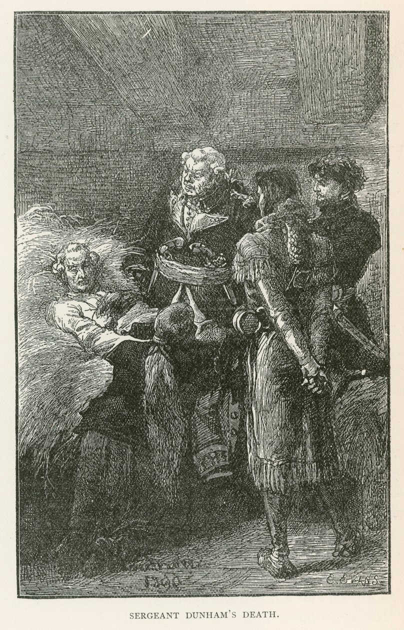 De dood van sergeant Dunham (gravure) door Elviro Michael Andriolli