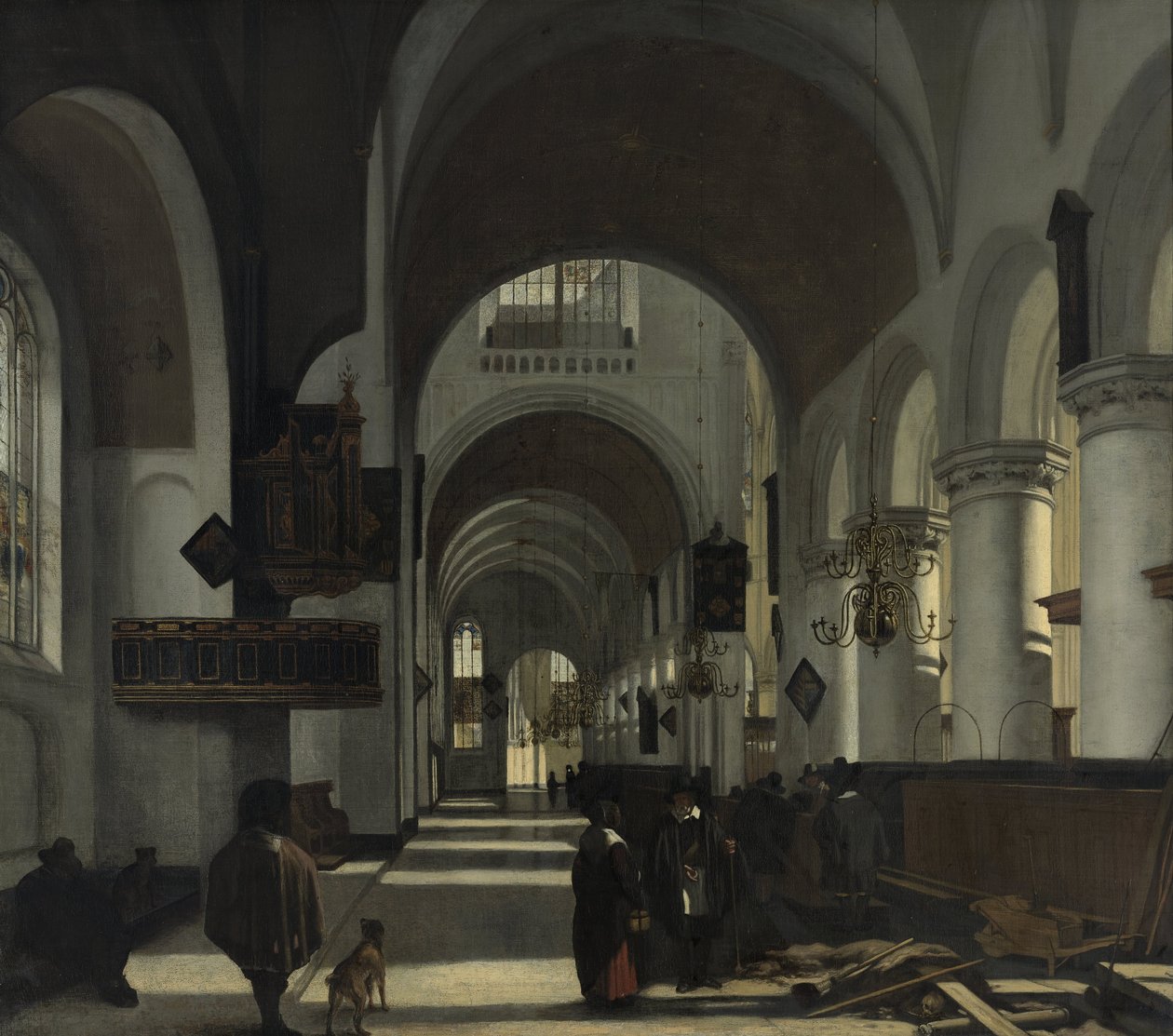 Interieur van een kerk door Emanuel de Witte