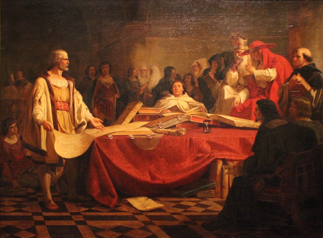Christoffel Columbus voor de raad van Salamanca door Emanuel Gottlieb Leutze