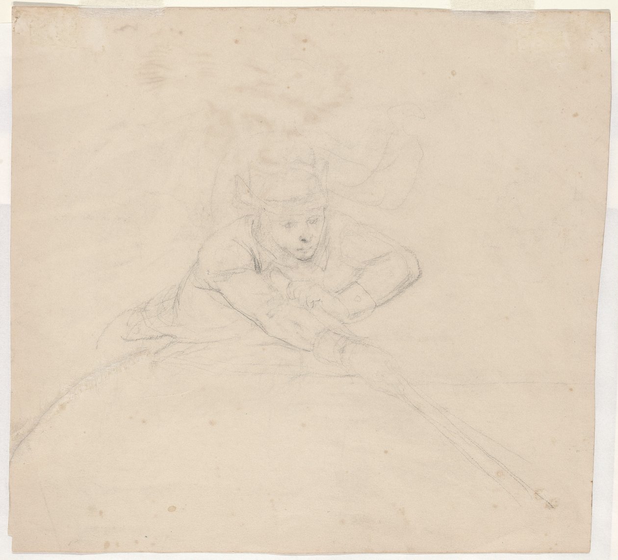Studie van Halflang Figuur met Paal door Emanuel Gottlieb Leutze