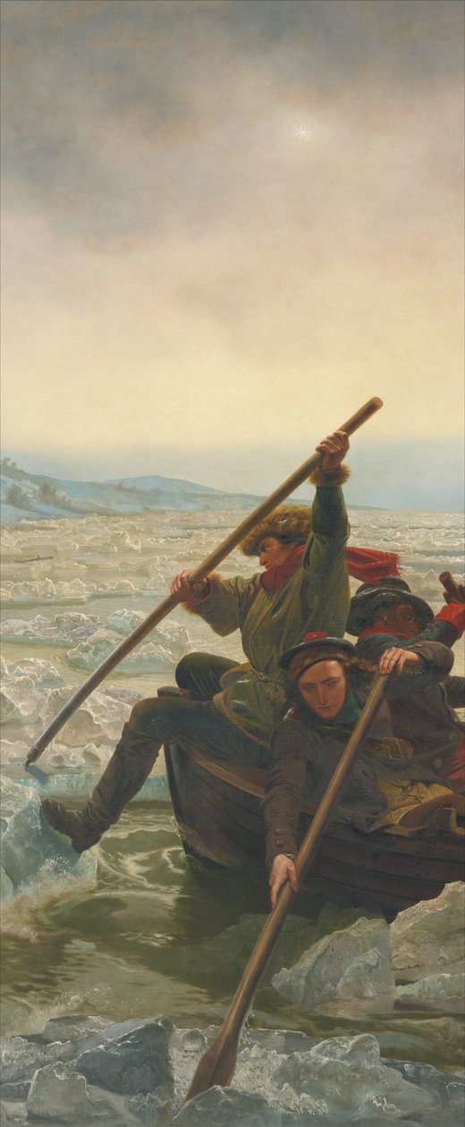Washington steekt de Delaware-rivier over, 25 december 1776 door Emanuel Gottlieb Leutze