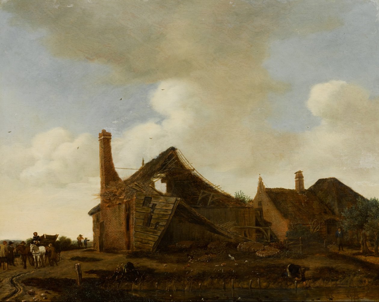 Landschap met een vervallen huisje door Emanuel Murant
