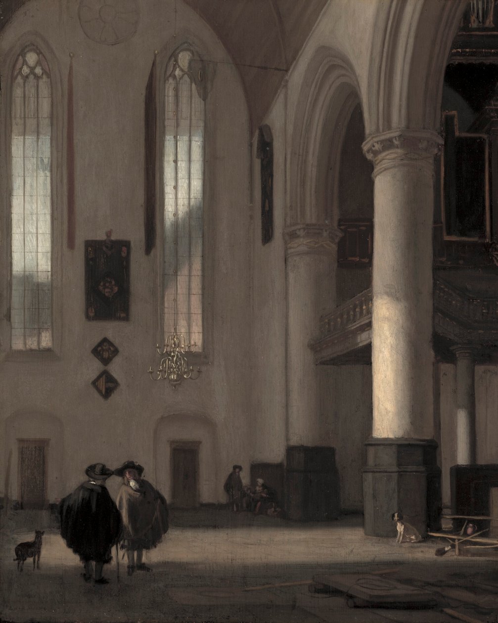 Interieur van een protestantse kerk door Emanuel de Witte