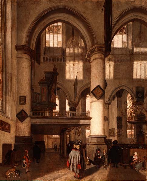 Interieur van de Oude Kerk, Amsterdam door Emanuel de Witte