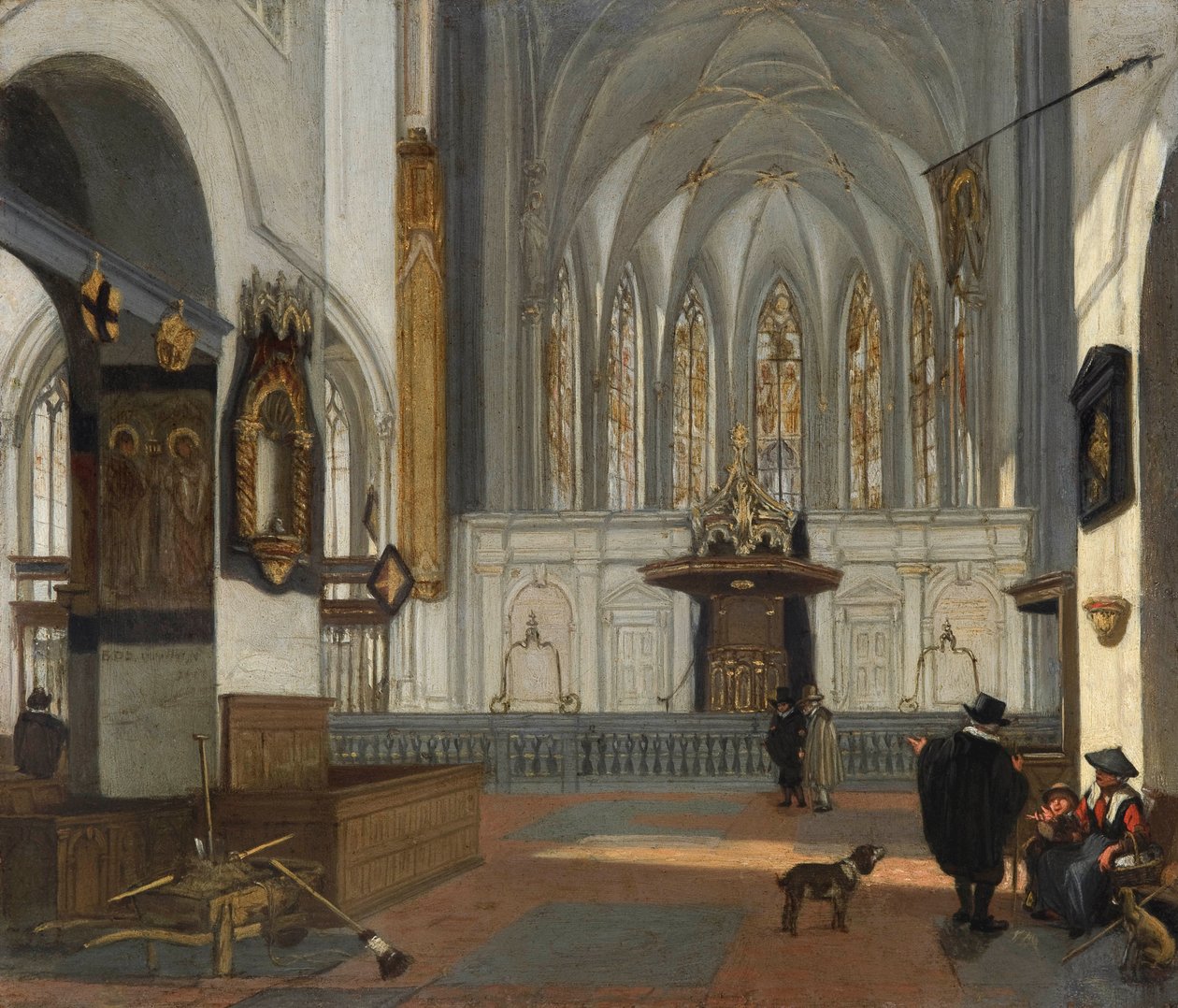 Uitzicht op het koor van de Sint-Janskerk in Utrecht door Emanuel de Witte