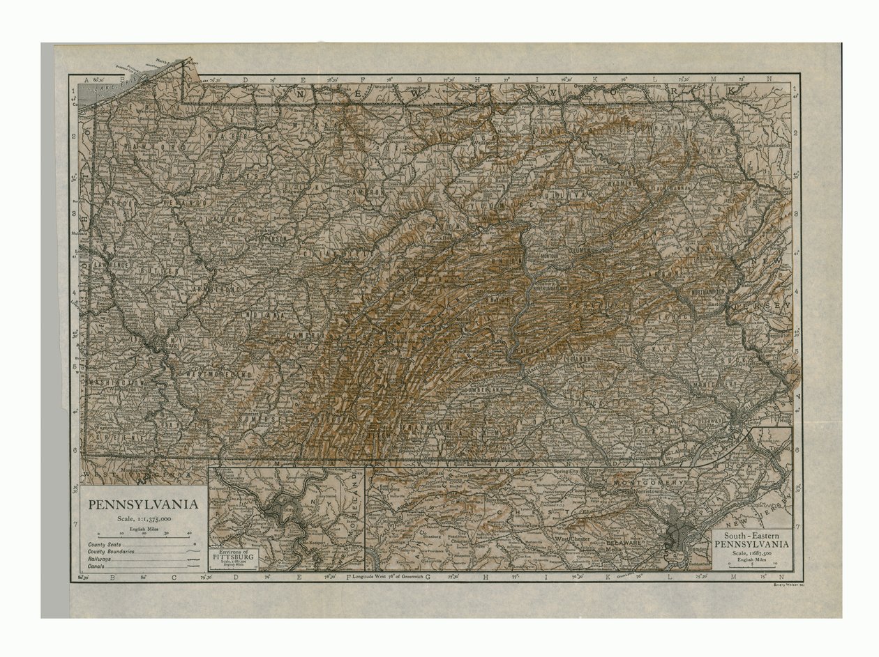 Kaart van Pennsylvania door Emery Walker