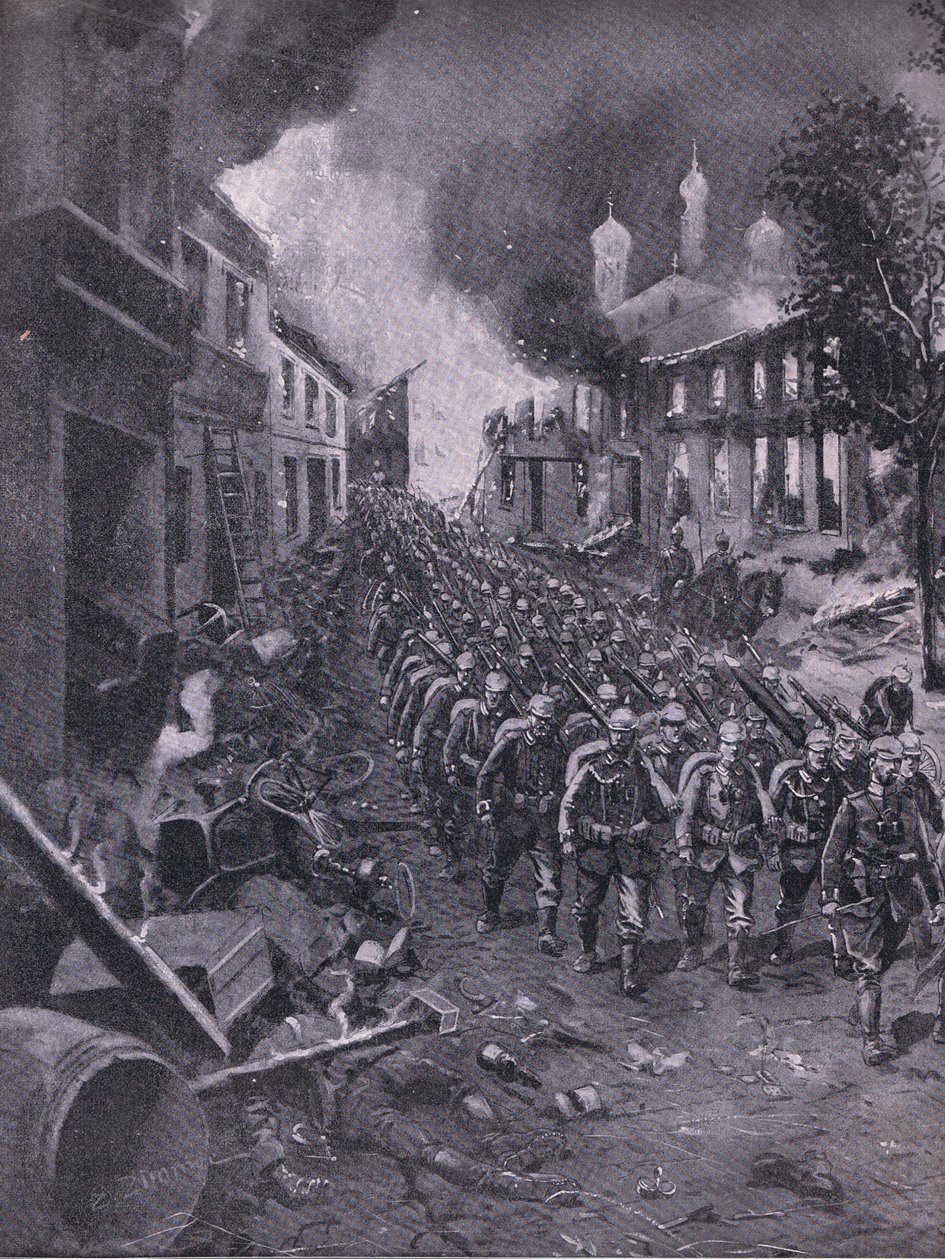 De invasie van Brest-Litowski door Duitse troepen, uit De Geïllustreerde Geschiedenis van de Wereldoorlog 1914-1915 uitgegeven door Union Berlagsefellfchaft door Emil (after) Limmer