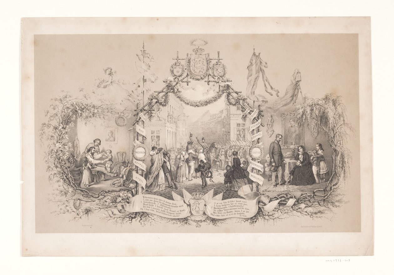 Herdenkingsblad over de terugkeer van de troepen na de oorlog 1848-1850 door Emil Ditlev Bærentzen