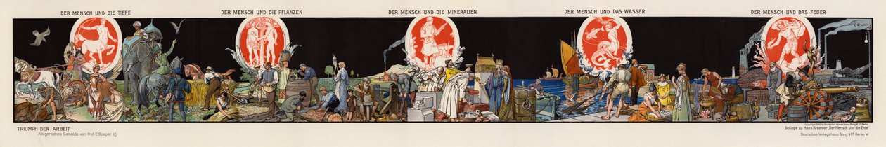 De triomf van het werk (kleurenlitho) door Emil Doepler