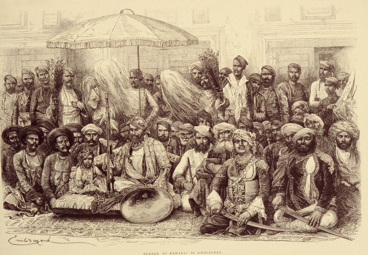 Durbar van de Maharadja van Dholpur, 1878 door Emile Antoine Bayard
