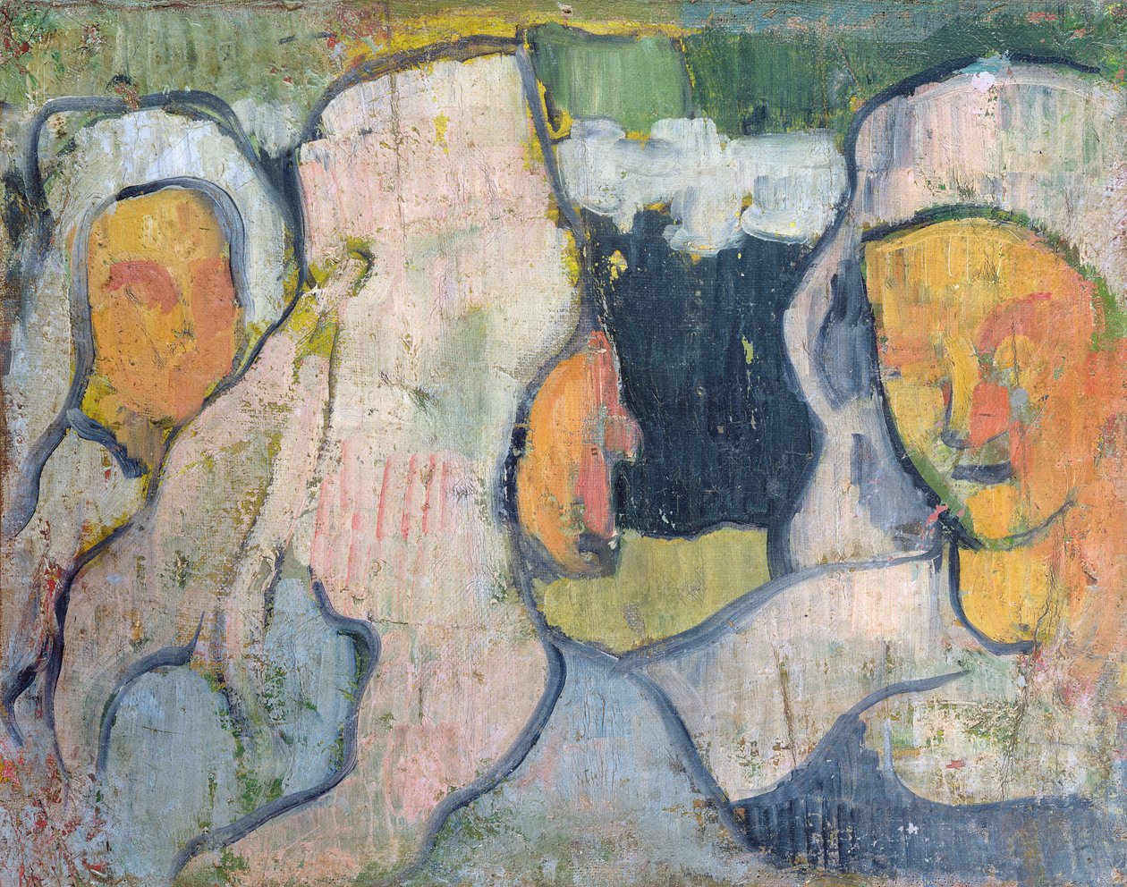 Drie Bretonse vrouwen in weduwekapjes door Emile Bernard