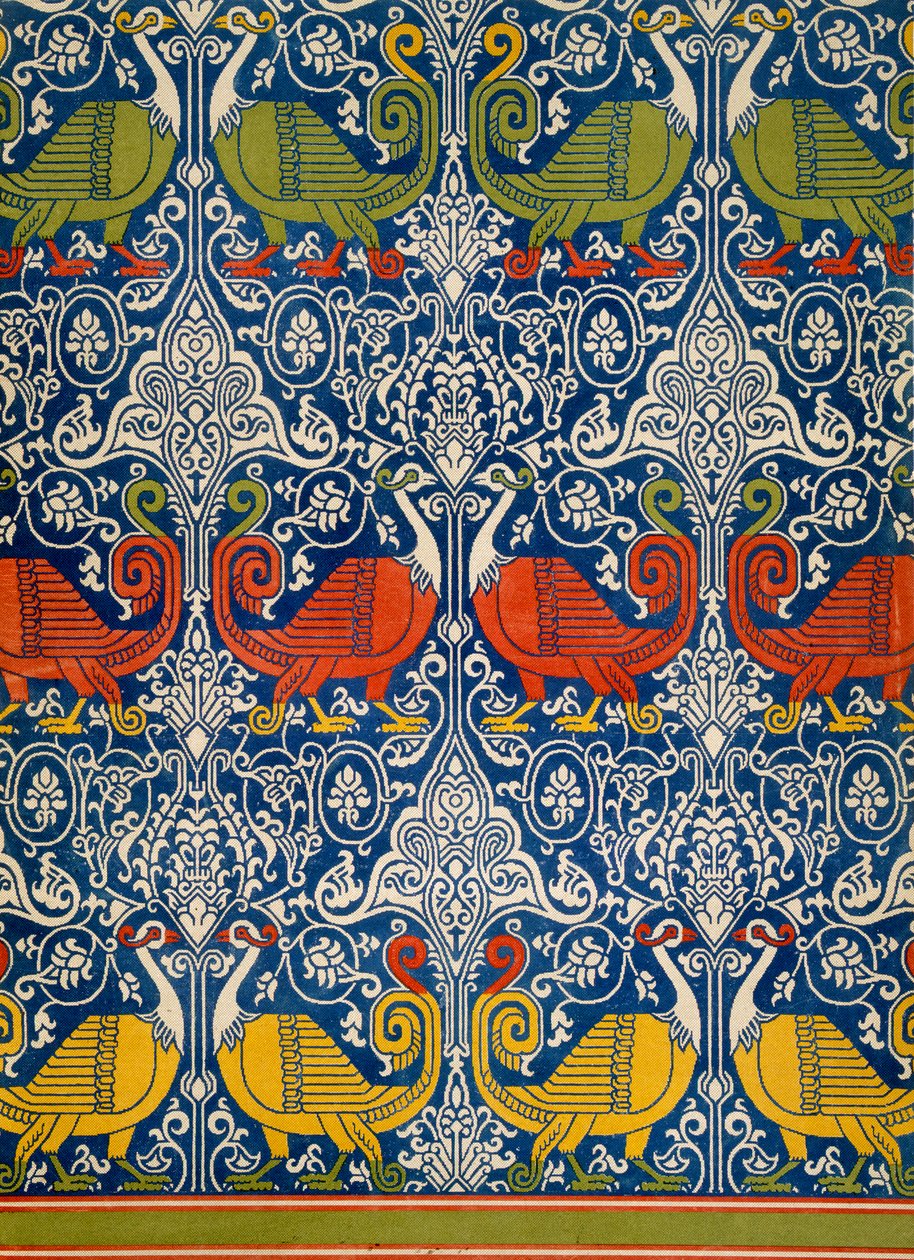 Voorbeeld van bedrukt Egyptisch textiel, 19e eeuw (chromolitho) door Emile Prisse d