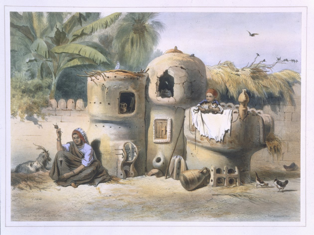 Boerenwoningen in Opper-Egypte, illustratie uit 