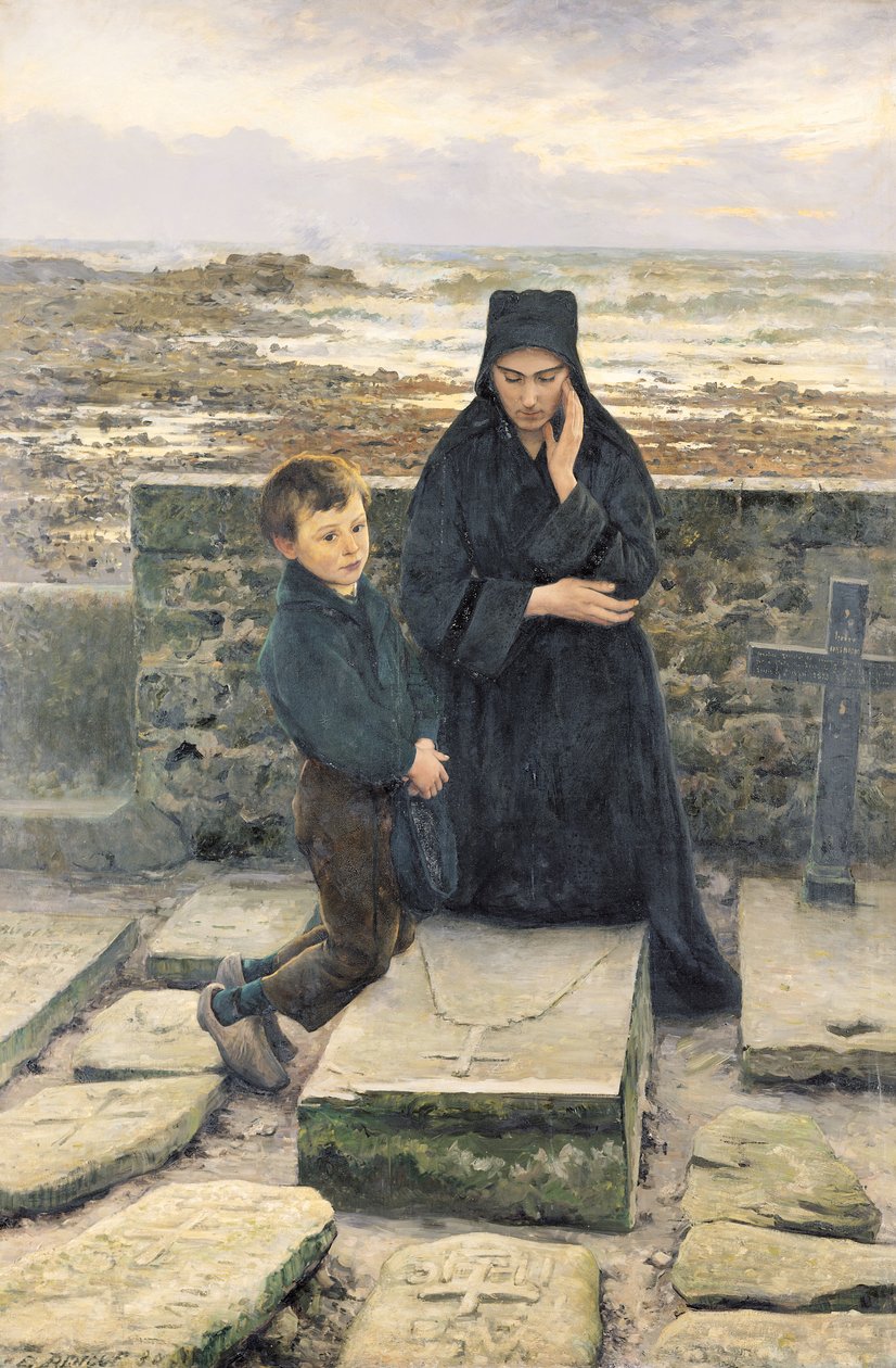 De weduwe van het Ile de Sein, 1880 door Emile Renouf