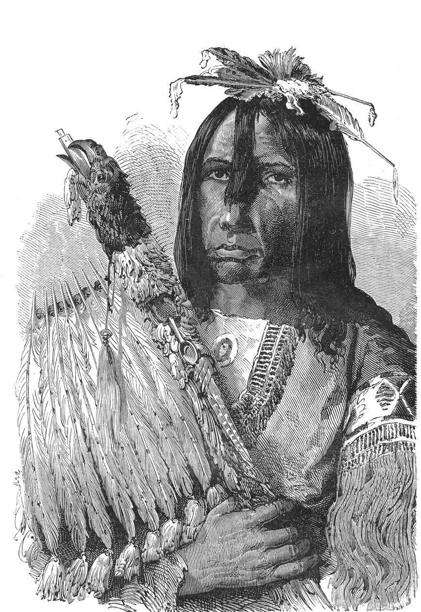 Hoofd van de CREEKS Indianen, uit het zuidoosten van de Verenigde Staten. door Emile Antoine Bayard