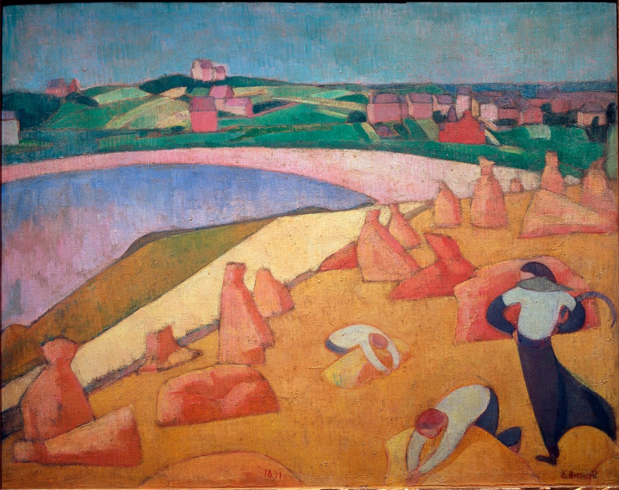 Oogsttijd aan zee door Emile Bernard
