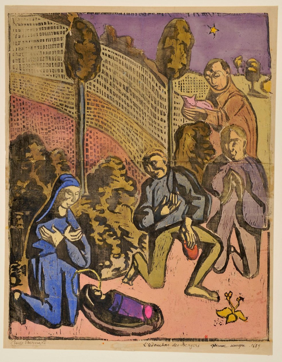 Die Anbetung der Hirten door Emile Bernard