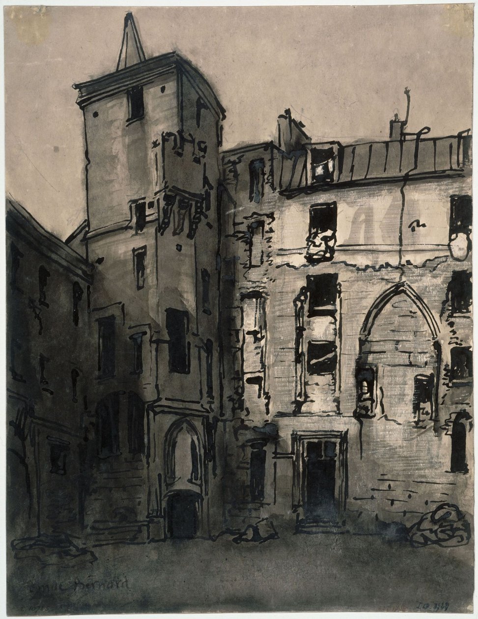 De binnenplaats van het Hôtel de Sens door Emile Bernard