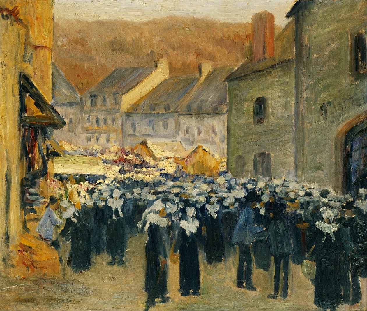 De markt in Pont-Aven, 1886 door Emile Bernard
