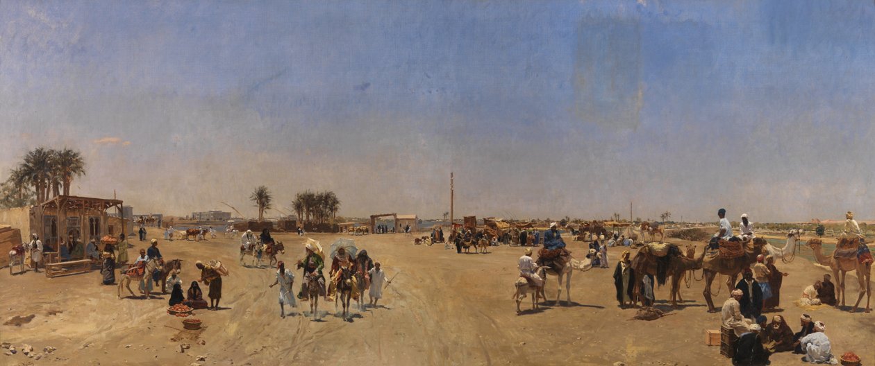 Caïro gezien vanaf de Kasr-el-Nil-brug door Emile Charles Wauters
