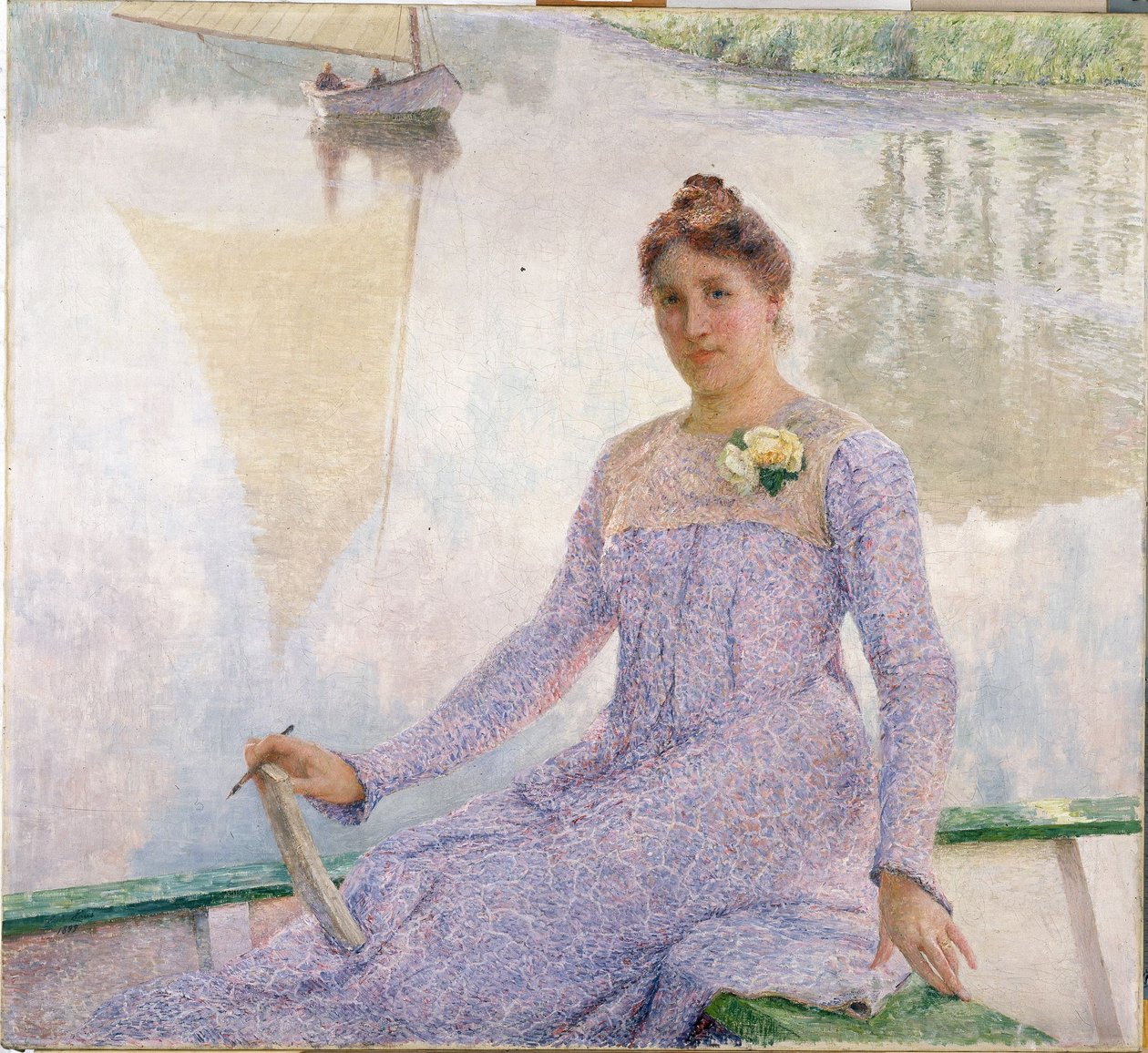 Portret van de kunstenares Anna De Weert door Emile Claus