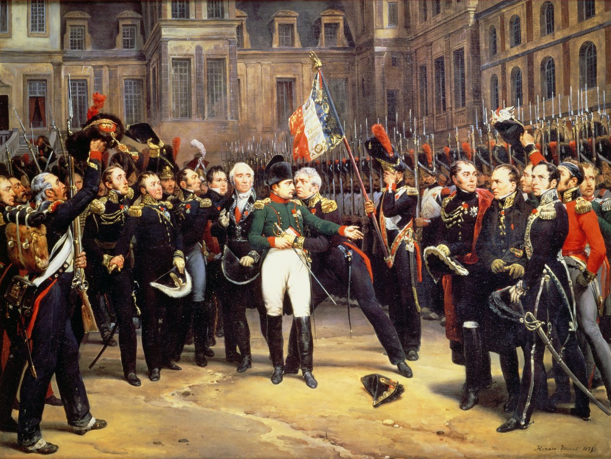 Les Adieux de Fontainebleau, 20 april 1814 door Emile Jean Horace Vernet